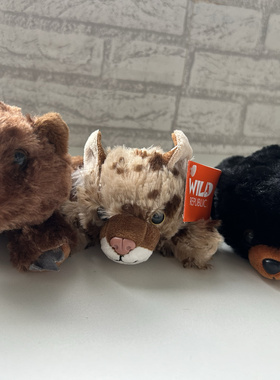 毛绒玩具wild republic小黑熊花豹棕熊幼崽仿真动物公仔玩偶礼物