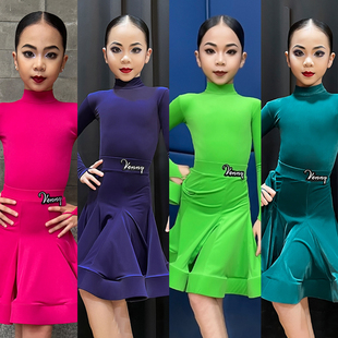 薇妮拉丁舞比赛服女童国标舞专业标准舞蹈黑池考级演出规定服套装