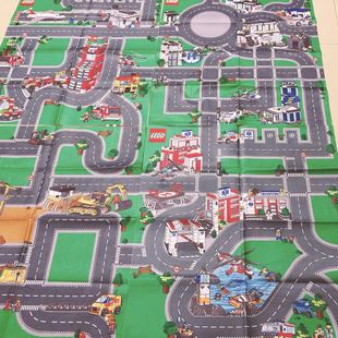 特价出口库存LE高游戏垫消防警察局工地救援中心场景玩积木合金车