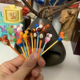 出口创意卡通可爱玩具玩偶造型水果签三明治寿司签