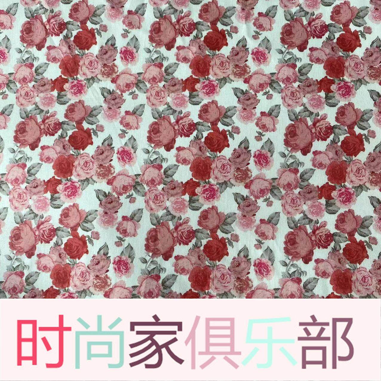 玫瑰花群全棉数码印花面料童装女装旗袍连衣裙衬衫面料怎么看?