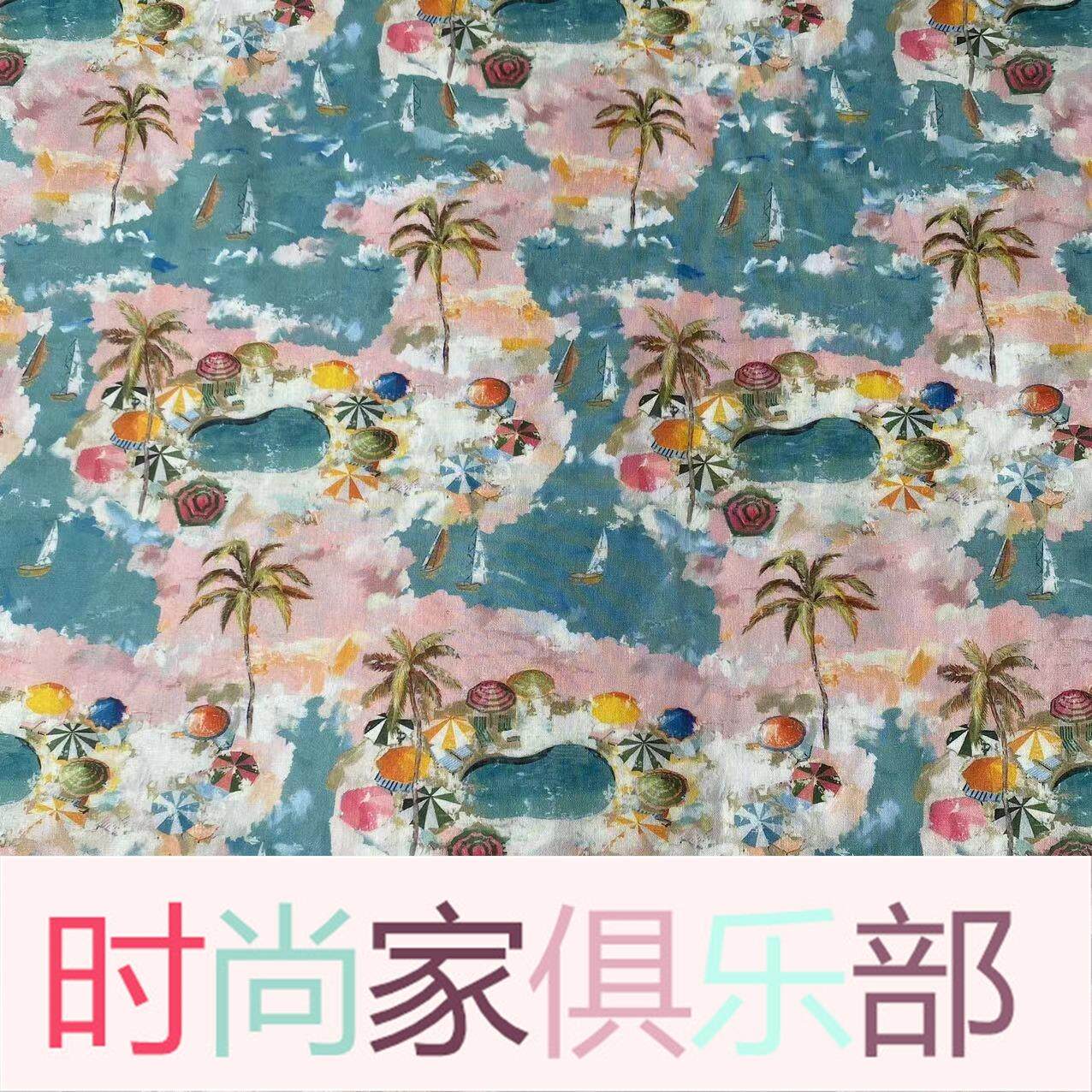 夏日风海边椰子树全棉数码印花面料衬衫沙滩裤家居服面料怎么看?