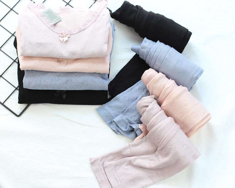 SHANNIE XIU 7177 7178 7228 ROUND NECK SOLID COLOR THERMAL UNDERWEAR SET DECORATION WOMENS AUTUMN CLOTHES AND AUTUMN PANTS