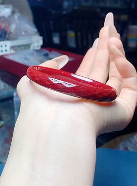 (AAA)朱砂紫金砂带星光点切面菱形宽条手镯叠戴54—64圈口镯子