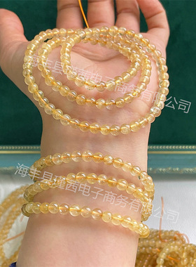 (AAA)批发天然金发晶5mm三圈手链发丝满满晶体干净串珠配珠材料