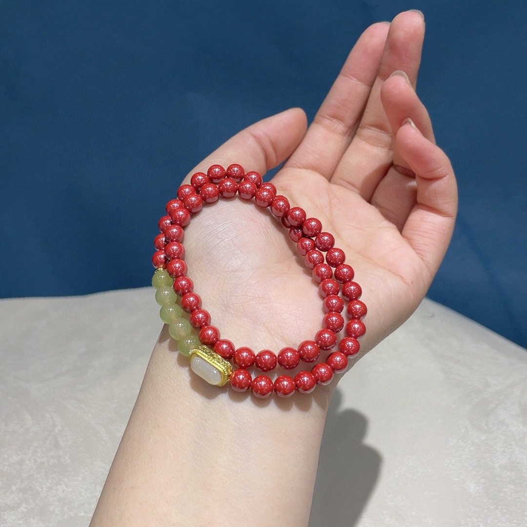 （AAA)朱砂帝王砂搭配石英岩双圈手串送女朋友闺蜜自留生日礼物,饰品/流行首饰/时尚饰品新,链条,淘宝优惠券,粉丝福利购,淘宝优惠卷