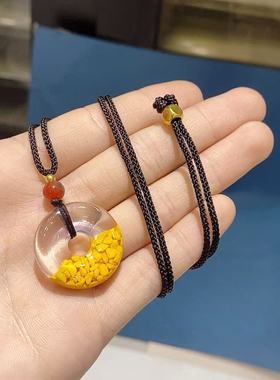 (AAA)雄黄晶体砂平安扣吊坠简约百搭小众时尚精致项链男女款