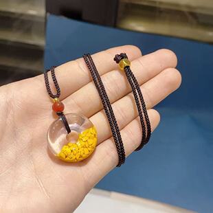 精致项链男女款 雄黄晶体砂平安扣吊坠简约百搭小众时尚 AAA