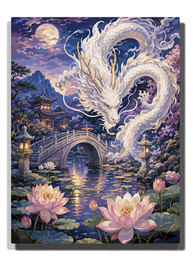 神龙系列 48色高阶diy数字油画填色减压奇幻龙神兽手绘丙烯装饰画
