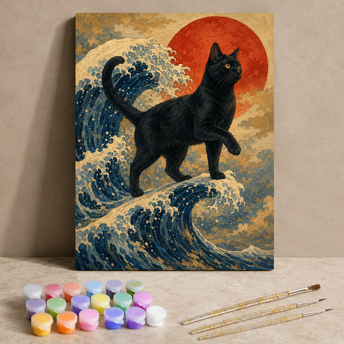 复古猫咪艺术 diy数字油画 手工填色创意趣味手绘装饰画挂画摆件