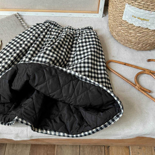 百搭格子森系一体半裙裙儿童中长裙 童裙女童韩版 童裙2025冬季 新品