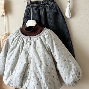 2025冬装新款童装韩系女童碎花棉衣百搭洋气夹棉森系碎花外套儿童