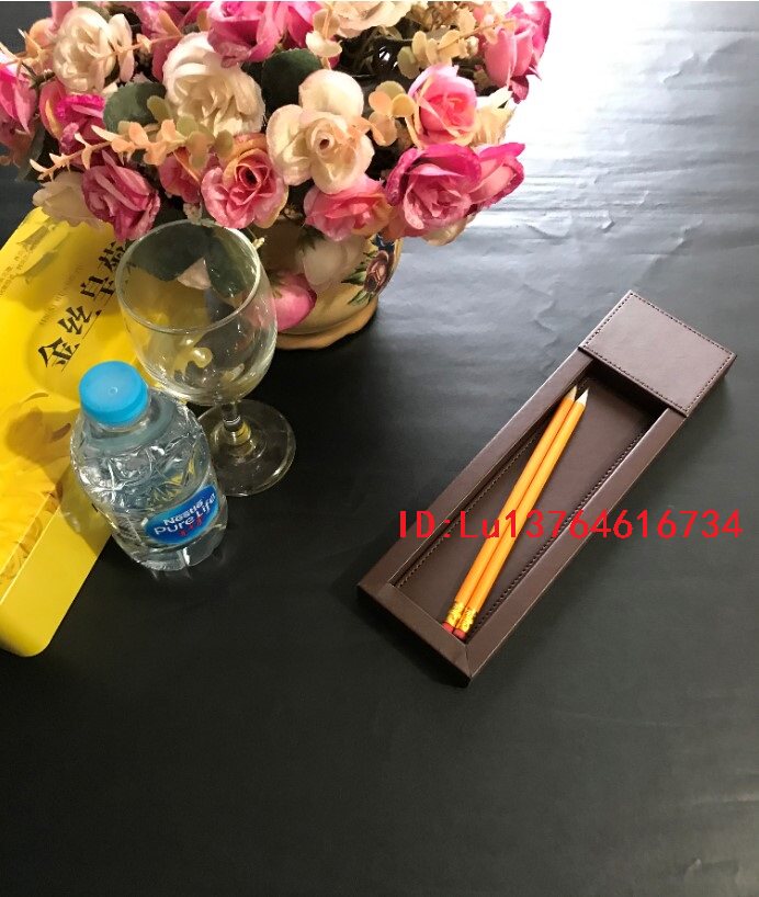 现货：酒店宾馆客房用品文具盒 皮质铅笔盒 办公会议室文具收纳盒