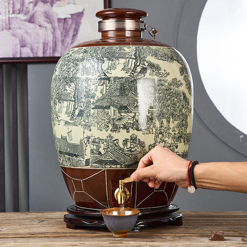 景德古酒坛家用密封白酒瓶陶瓷大酒瓶酒缸10斤30斤50斤装泡酒罐