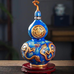 景德镇5斤装陶瓷空酒坛龙福齐天葫芦酒瓶罐家用装饰密封酒壶礼盒