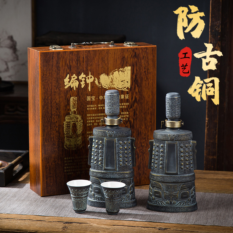 景德镇密封家用仿古白酒瓶送礼高档创意酒瓶空瓶雕浮酒坛子1斤装