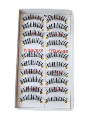 纯手工透明底线浓密交叉影楼时尚中式901假睫毛一盒10副黑色