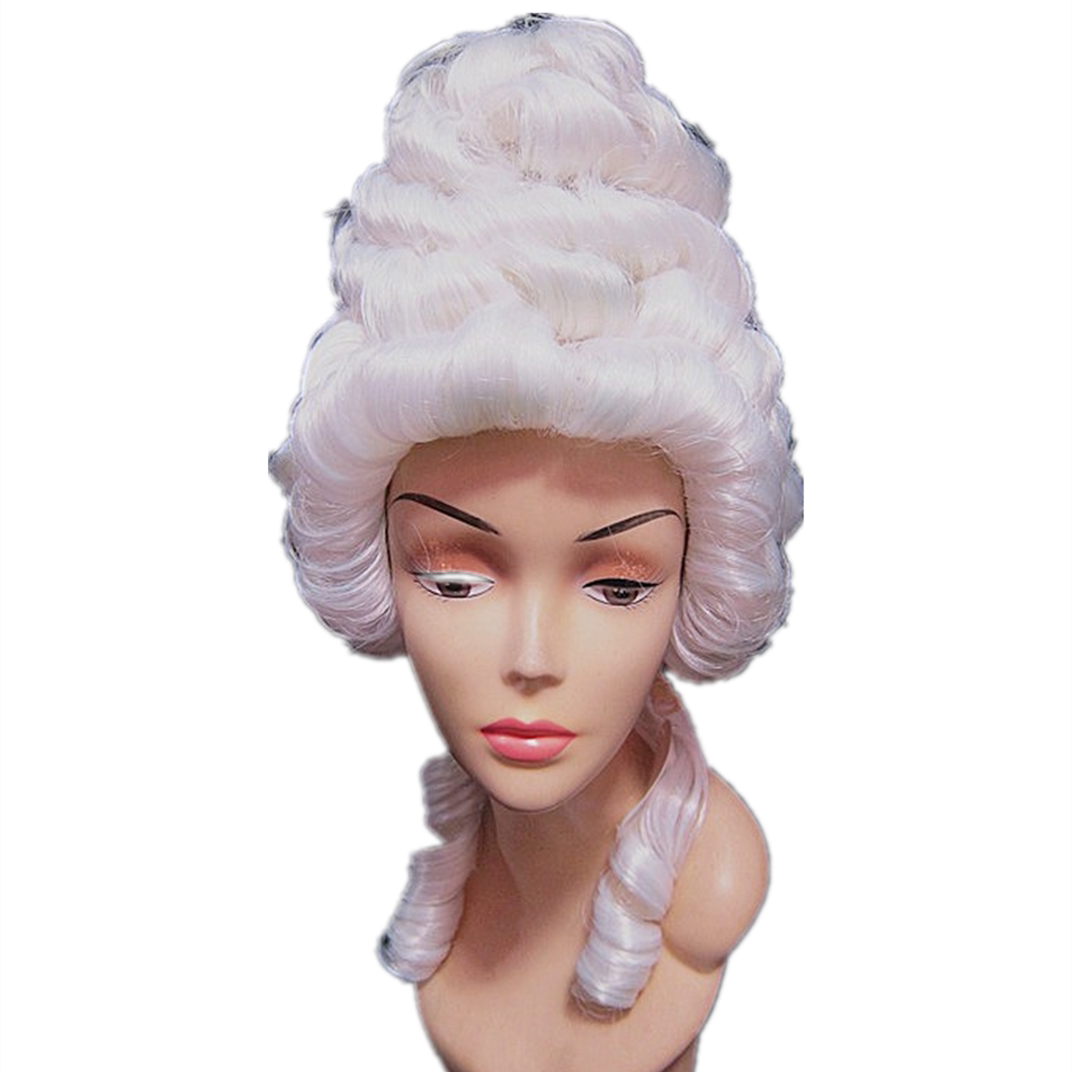 律师假发女士宫廷法官白色影楼造型假发舞台戏剧造型全头套高温丝