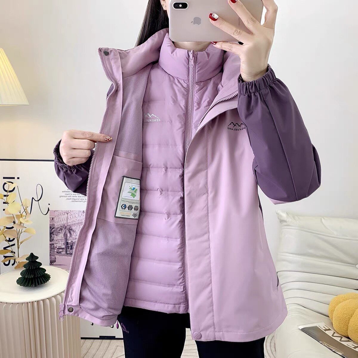 秋冬风雪狼羽绒服冲锋衣三合一女可拆卸两件套防风防水户外登山服