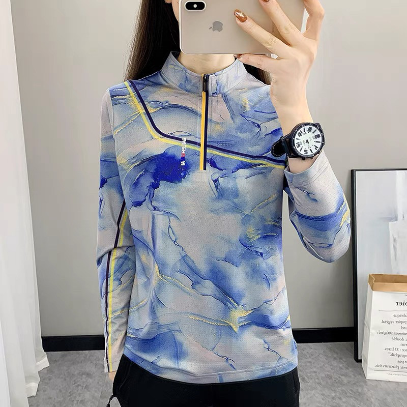 晕染速干衣长袖吸湿排汗快干衣女
