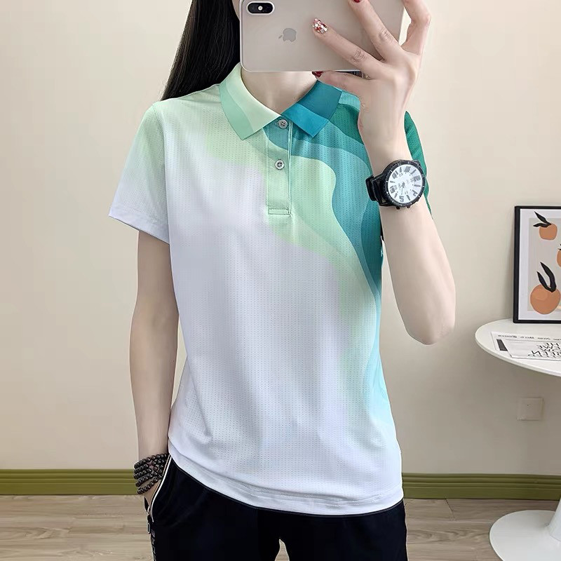 速干T恤女翻领短袖轻薄夏季吸湿排汗透气球服户外休闲运动快干衣