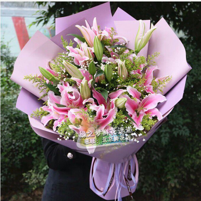 粉色百合鲜花北京鲜花生日订花 速递鲜花石家店花店送花 鲜花天津
