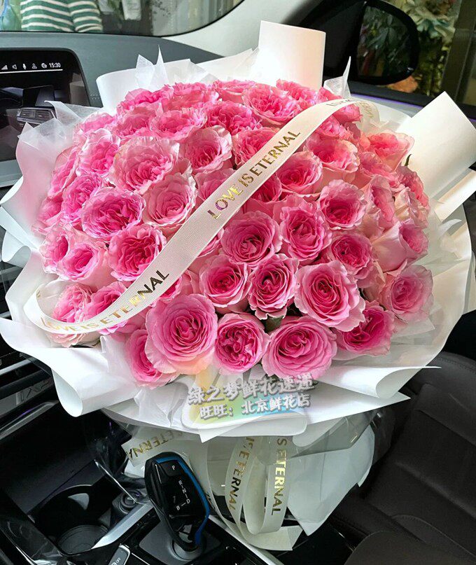 51朵洛神白玫瑰花告白花束北京同城生日送女朋友老婆求婚鲜花速递