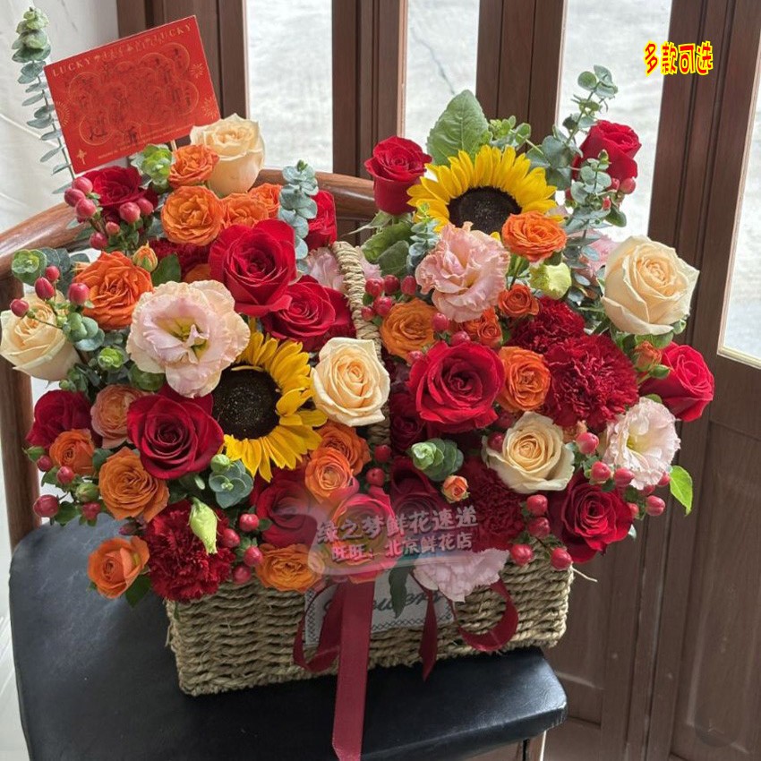 长辈妈妈生日母亲节康乃馨鲜花手提小花篮速递同城送长辈祝寿鲜花