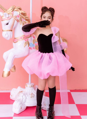 女童走秀礼服甜心芭比风连体裙