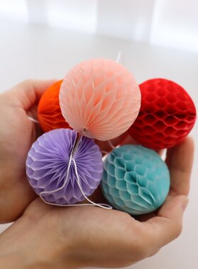 5cm迷你蜂窝纸球拉花波波球挂件装饰配件气球礼物布置道具派对用