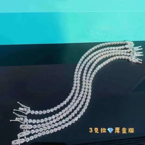 粗版18K白金女款镶嵌3克拉天然南非高品质钻石手链真金真钻送证书
