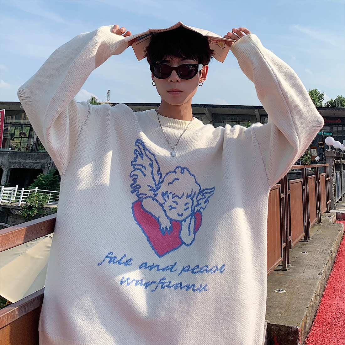 秋冬宽松印花毛衣保暖针织衫圆领线衣外套现货备足BKM05-P75,男装针织衫/毛衣,电商B327