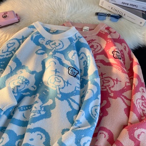 男女中性秋冬毛线衣宽松套头印花毛衣针织  BKM15-P75  现货哦~图片