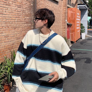 22秋冬男女同款套头圆领条纹毛衣针织衫上衣毛线衫   BKM03-P68图片