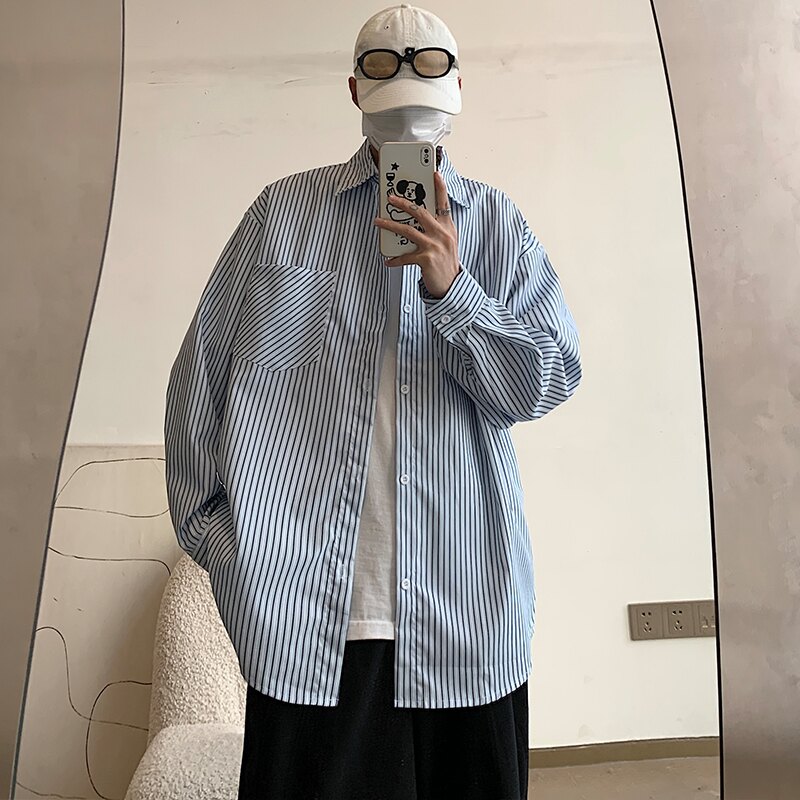 新款休闲条纹衬衫外套毛巾绣衬衣寸衣上衣CS01-P50控68,男装衬衫,电商B327