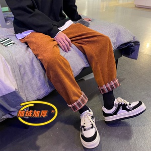 K32-p50加绒p60  秋冬加绒加厚灯芯绒休闲裤男士宽松直筒裤图片
