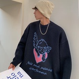 现货足BKM05-P75-秋冬男女宽松印花毛衣保暖针织衫圆领线衣，男装针织衫/毛衣，电商B327