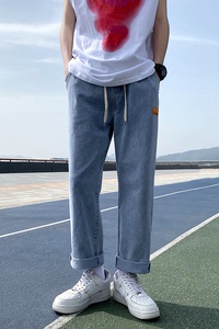 N12-P40 夏天蓝色休闲牛仔裤宽松直筒裤子图片