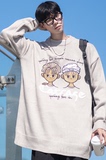 现货BKM14-P85直播品质秋冬男女宽松圆领套头毛衣刺绣毛线衫，男装针织衫/毛衣，电商B327