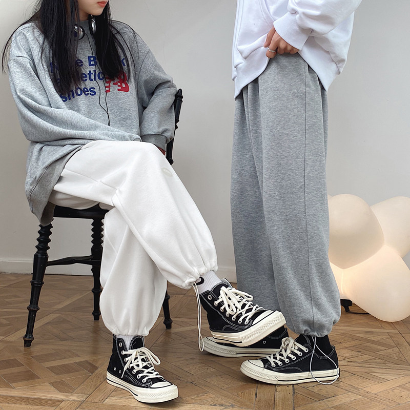 K003-P50~控68 春款现货港风宽松运动裤束脚休闲裤男纯色卫裤图片