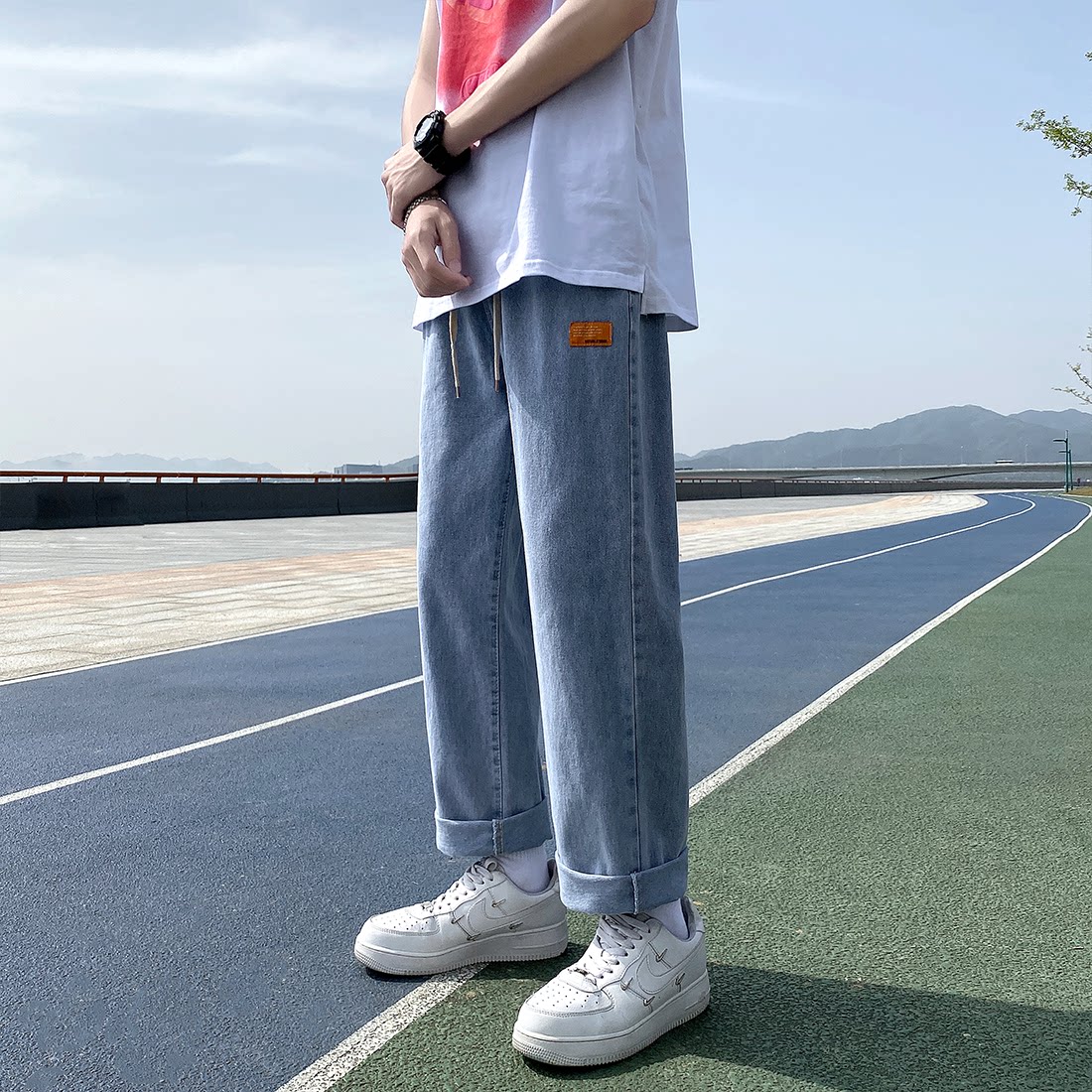 四季款男士夏天蓝色休闲牛仔裤宽松直筒裤子N12-P40,男装牛仔裤,电商B327