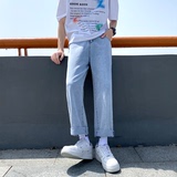 N18-P40直播款男士宽松直筒牛仔裤蓝色休闲牛仔，男装牛仔裤，电商B327