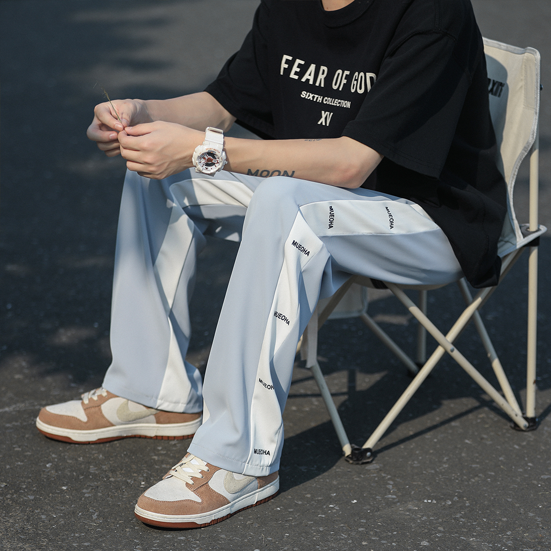 品质款抖音直播款男女宽松休闲裤垂感冰丝裤K08-P55尺码S-5XL,男装休闲裤,电商B327