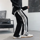 给我冲！！秋装潮流直筒休闲裤排扣裤条纹宽松长裤B327-K10-P50，男装休闲裤，电商B327