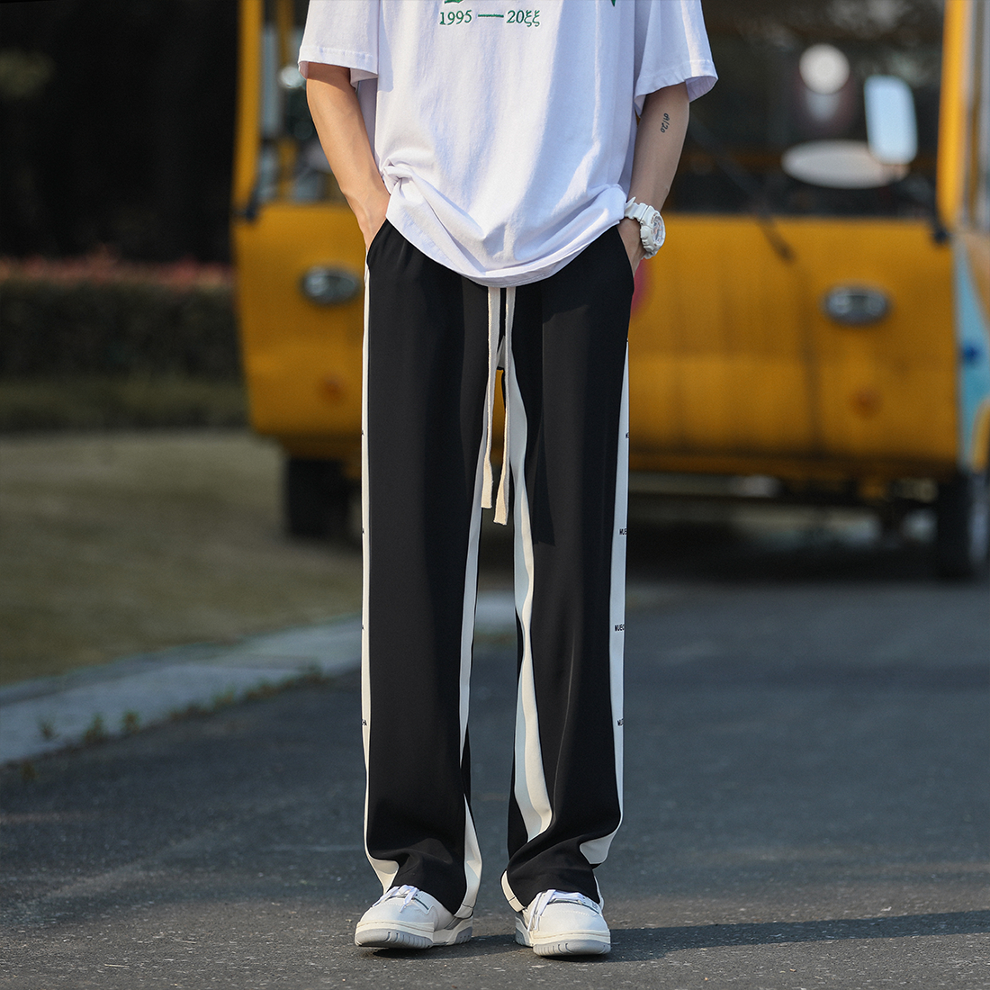 品质款抖音直播款男女宽松休闲裤垂感冰丝裤K08-P55尺码S-5XL,男装休闲裤,电商B327