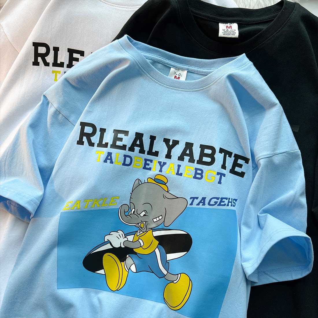 T28-P25纯棉男女夏天宽松休闲短袖印花tee，男装T恤，电商B327