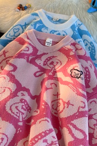 BKM15-P75  现货-放心卖  男女宽松套头印花毛衣针织衫秋冬毛线衣图片