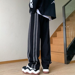 主推k58-p60抖音美式条纹织带男士休闲裤卫裤,棒球服搭配背带裤图片