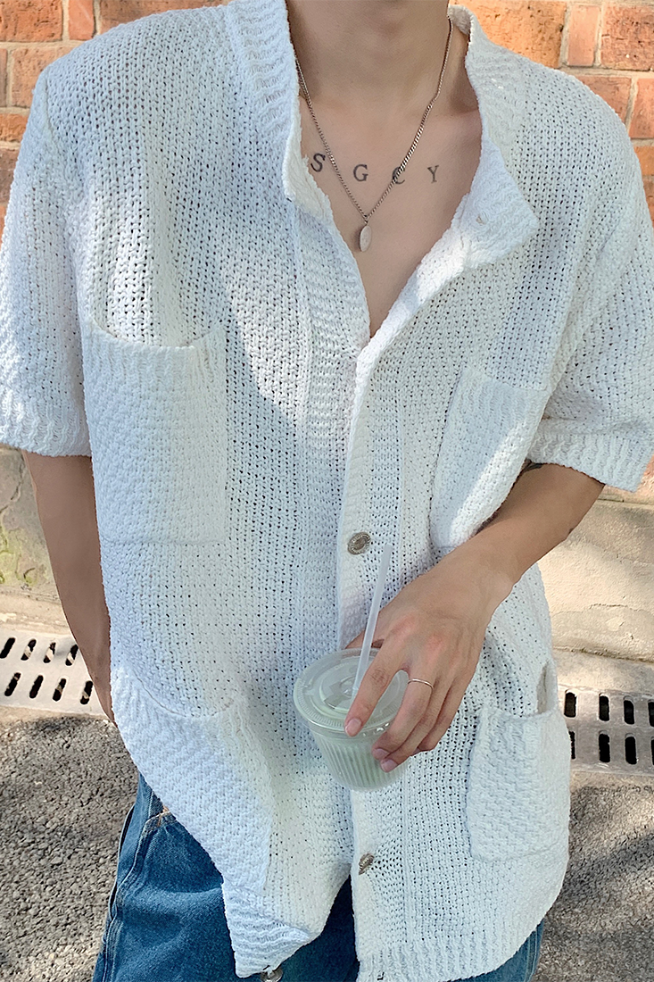 港风夏天男女中性潮流休闲短袖开衫毛衣M01-P55主推尺码M-3XL,男装T恤,电商B327
