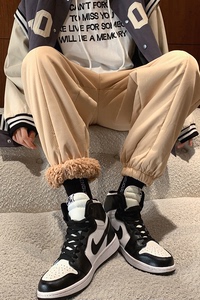K39-P55 港风男士加绒加厚宽松休闲裤棉裤束脚裤图片